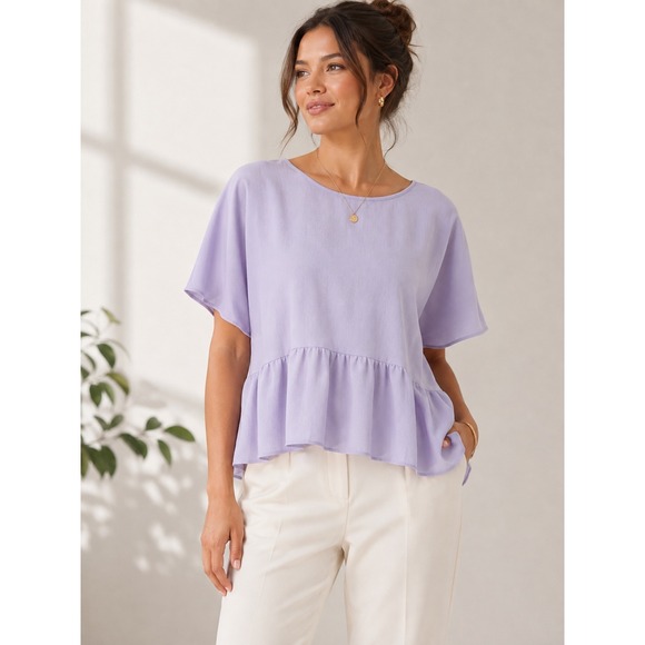Wilfred Tops - Wilfred Aritzia Lilac Peplum Blouse Size S Flowy Feminine Top